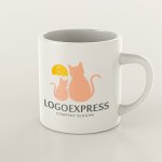 画像8: 夕焼けの猫の親子のロゴ (8)