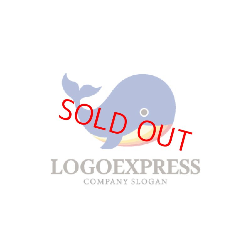 画像1: かわいい丸いクジラのロゴ (1)