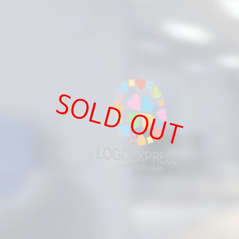 画像5: ハートとクローバーの円形のカラフルなロゴ (5)