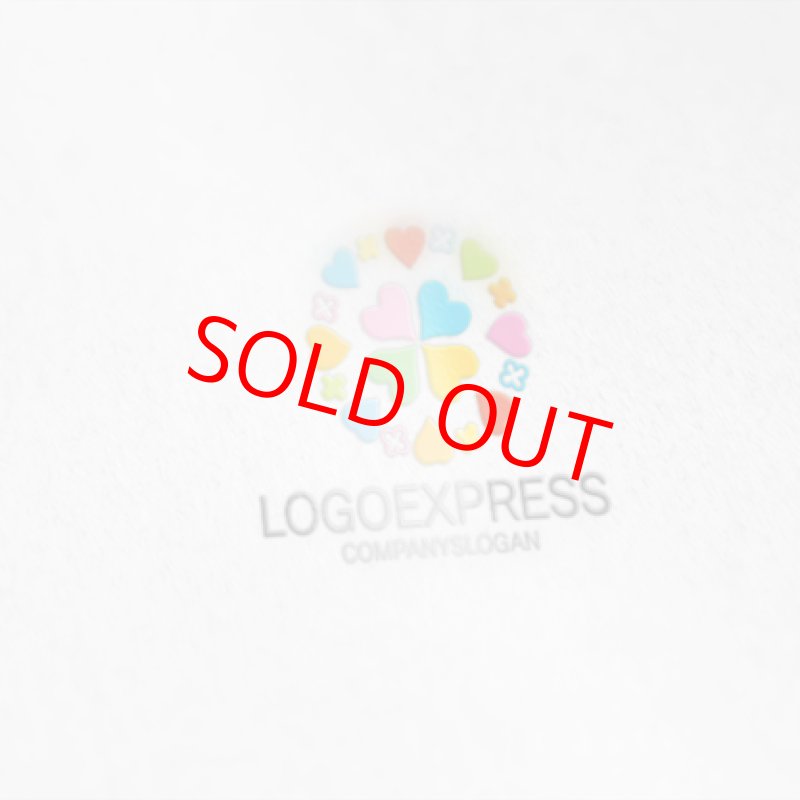 画像6: ハートとクローバーの円形のカラフルなロゴ (6)