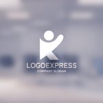 画像14: "K"の字と手を振る人型のロゴ (14)