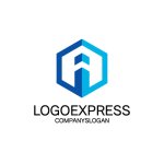 画像1: 六角形とiAを組み合わせた安定感のあるロゴ (1)