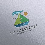 画像16: 自然豊かな山と湖の風景ロゴ (16)