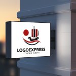 画像9: バイキング船と太陽を配した力強いロゴ (9)