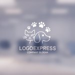 画像14: 猫と犬、肉球が可愛いペットロゴ (14)