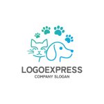 画像1: 猫と犬、肉球が可愛いペットロゴ (1)