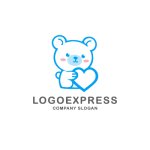 画像1: ハートを抱くクマのロゴ (1)