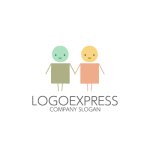 画像1: 子供と子供と手をつないでいるロゴ (1)