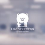 画像14: コーヒーカップを持つ可愛いクマのロゴ (14)