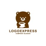 画像1: コーヒーカップを持つ可愛いクマのロゴ (1)