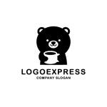 画像3: コーヒーカップを持つ可愛いクマのロゴ (3)