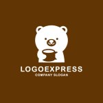 画像4: コーヒーカップを持つ可愛いクマのロゴ (4)