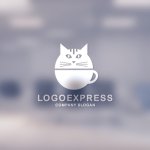 画像14: 猫とコーヒーカップを組み合わせた可愛いロゴ (14)