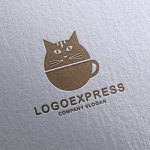 画像16: 猫とコーヒーカップを組み合わせた可愛いロゴ (16)