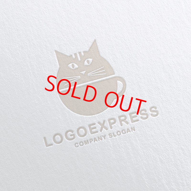 画像16: 猫とコーヒーカップを組み合わせた可愛いロゴ (16)