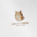 画像6: 猫とコーヒーカップを組み合わせた可愛いロゴ (6)