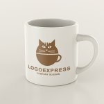 画像8: 猫とコーヒーカップを組み合わせた可愛いロゴ (8)