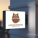画像9: 猫とコーヒーカップを組み合わせた可愛いロゴ (9)