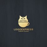 画像13: 猫とコーヒーカップを組み合わせた可愛いロゴ (13)