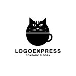画像3: 猫とコーヒーカップを組み合わせた可愛いロゴ (3)