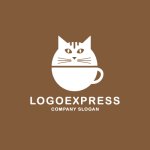 画像4: 猫とコーヒーカップを組み合わせた可愛いロゴ (4)