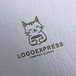 画像16: コーヒーカップを持つ猫の可愛いロゴ (16)