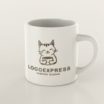 画像8: コーヒーカップを持つ猫の可愛いロゴ (8)