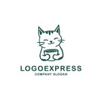 画像3: コーヒーカップを持つ猫の可愛いロゴ (3)