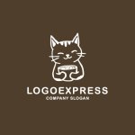 画像4: コーヒーカップを持つ猫の可愛いロゴ (4)