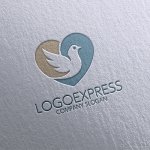 画像16: ハートと鳩の平和なロゴ (16)