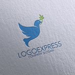 画像16: オリーブの枝をくわえた鳩のロゴ (16)
