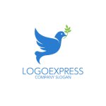 画像1: オリーブの枝をくわえた鳩のロゴ (1)