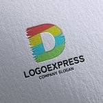 画像16: カラフルな筆塗り風「D」のロゴ (16)