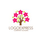 画像1: 花が咲く桜の木のロゴ (1)