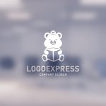 画像14: M の帽子をかぶって本を読んでいるかわいいクマのロゴ (14)