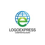画像1: 地球儀と文字「e」を組み合わせたロゴ (1)