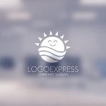 画像14: 笑顔の太陽と海の波のロゴ (14)