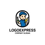 画像1: 電気工事業者の可愛いキャラクターロゴ (1)