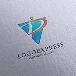 画像16: 三角形と躍動感のある「P」のロゴ (16)