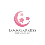 画像3: 優雅な三日月と桜の花のロゴ (3)