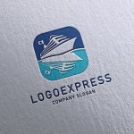 画像16: 水平線に輝く、クルーズ船と海のロゴ (16)