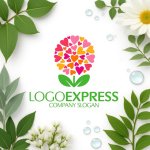 画像9: 愛情を込めて咲き誇るハートの花のロゴ (9)