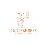 画像1: 幸せな子供と凧のロゴ (1)
