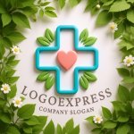 画像12: ハートと葉が描かれた医療用十字架のロゴ (12)