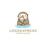 画像1: 親子のカワウソのロゴ (1)