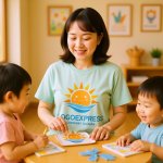 画像5: かわいい笑顔の太陽と海のロゴ (5)