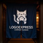 画像15: おにぎりを持つ猫のロゴ (15)