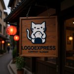 画像16: おにぎりを持つ猫のロゴ (16)