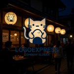 画像8: おにぎりを持つ猫のロゴ (8)