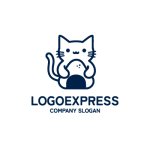 画像1: おにぎりを持つ猫のロゴ (1)